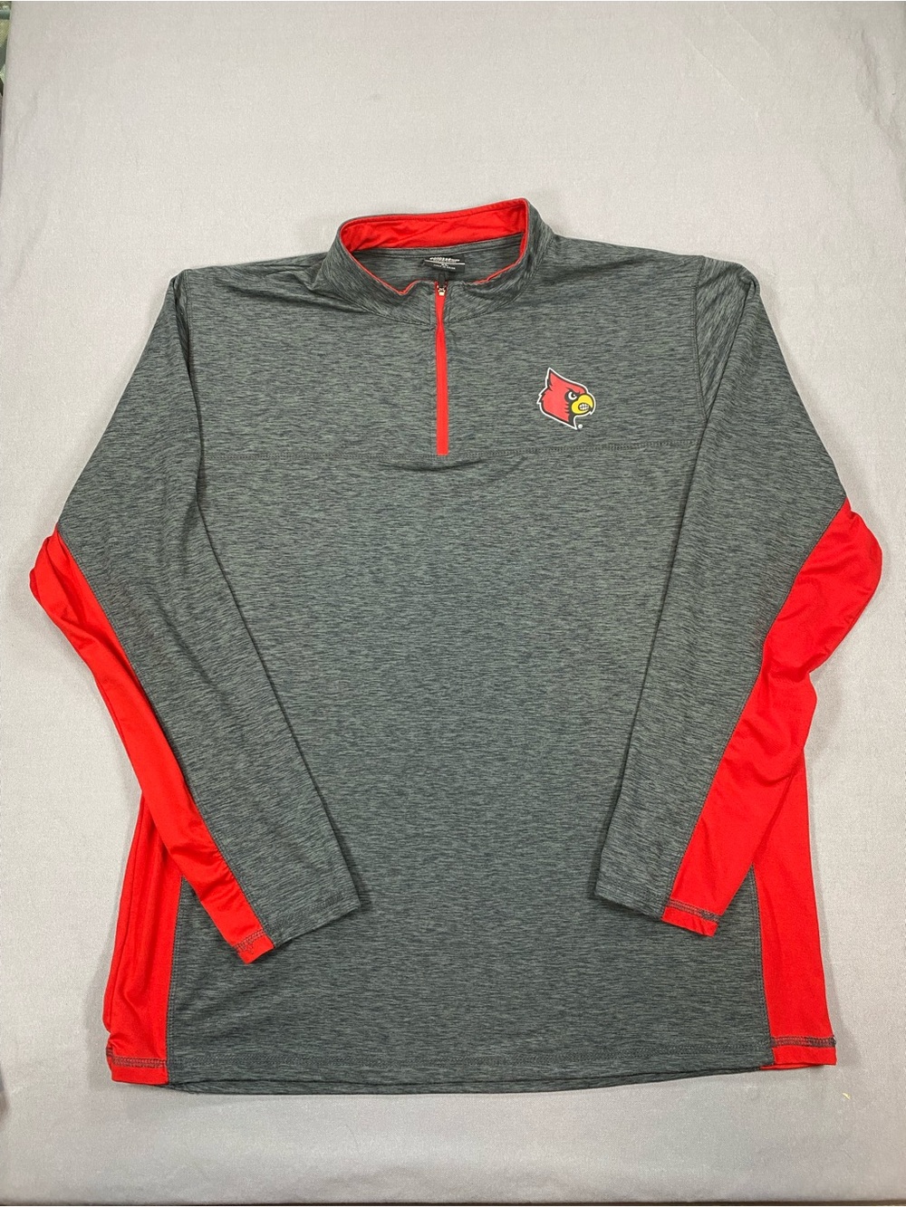 Colosseum Men's Heather Gray Quarter-Zip Pullover with Red Accents
